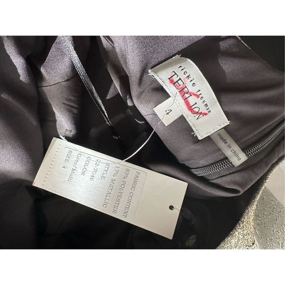 Teri Jon by Rickie Freeman Asymmetric Abstract Jacquard Gown - Picture 10 of 10